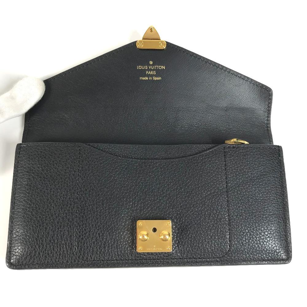 Louis Vuitton Long Wallet Bi-fold Flap Long Wallet Calf leather Black