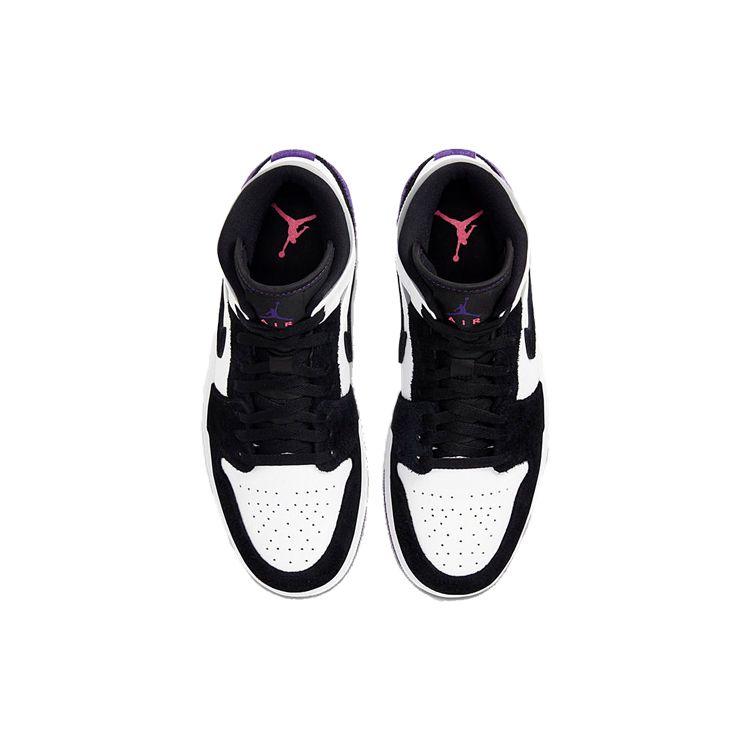 Air Jordan 1 Mid SE Varsity Purple Men Sneakers White Black Light-Solar-Flare-Heather 852542-105