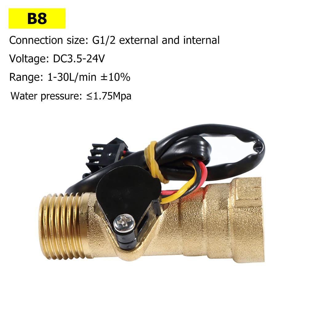 Hall Water Flow Sensor G1/2 G3/4 G1 Brass Flow Meter Electromagnetic Pulse Signal Output Liquid Flow Rate Sensor Indicator