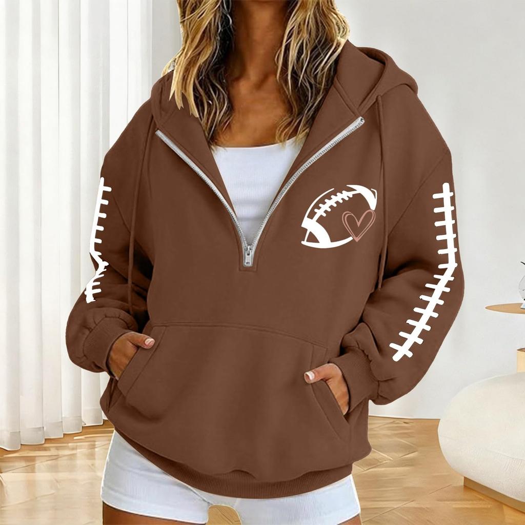 Damen Half-Zip Kapuzen-Rugby Pullover Sweatshirt für Partner-Partnerlook
