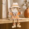 Handgefertigte Holz-Feiertags-Tischdekorationen Halloween Kürbis Vogelscheuche Schottische Hochlandrind-Figuren, Niedliche Hängende Bein-Ornamente, Langlebiges Erntedankfest