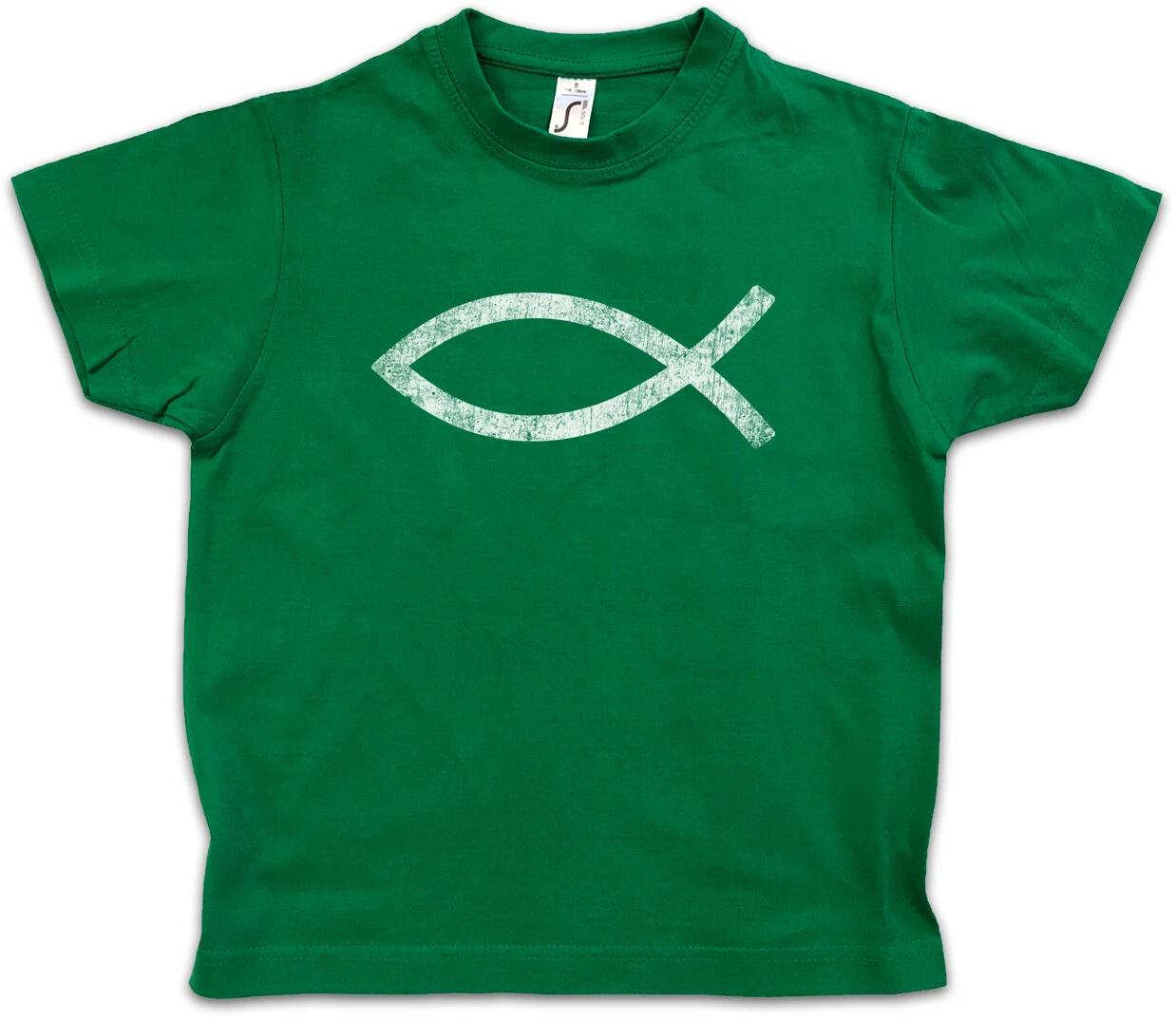 ICHTYS Kids Boys kids boys T-Shirt God Jesus Fish Christ Christian Sign Church Symbol 140