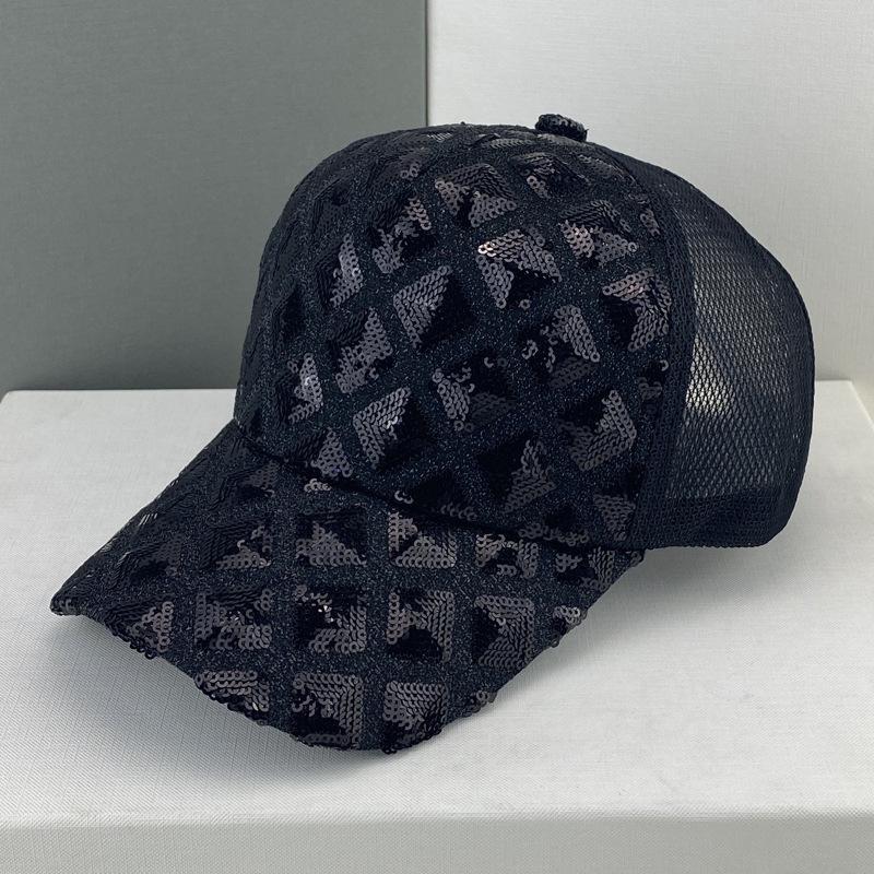 Hat Female Summer Tide Versatile Cap Curved Brim Sequined Mesh Hat Sunshade Sun Hat Internet Celebrity Baseball Cap