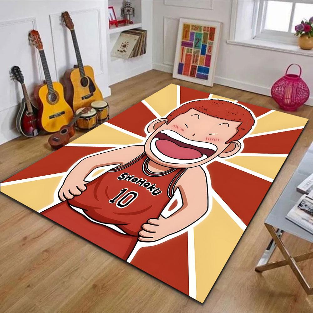 Red-Haired Basketball Cartoon Character Patterned carpet, non slip mat suitable for living room and bedroom sofas