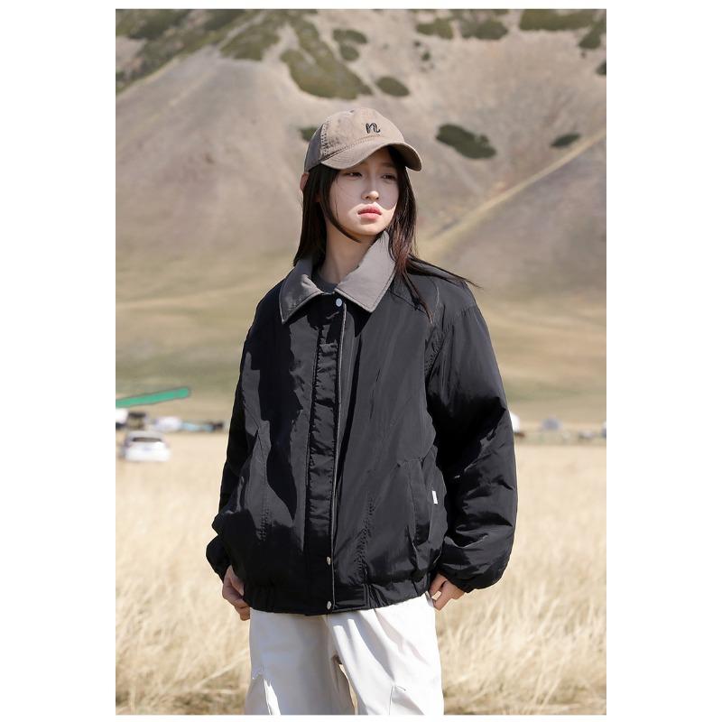 Winter new lapel down cotton clothes women s short contrasting color padded tooling student cotton jacket jacket trendy S