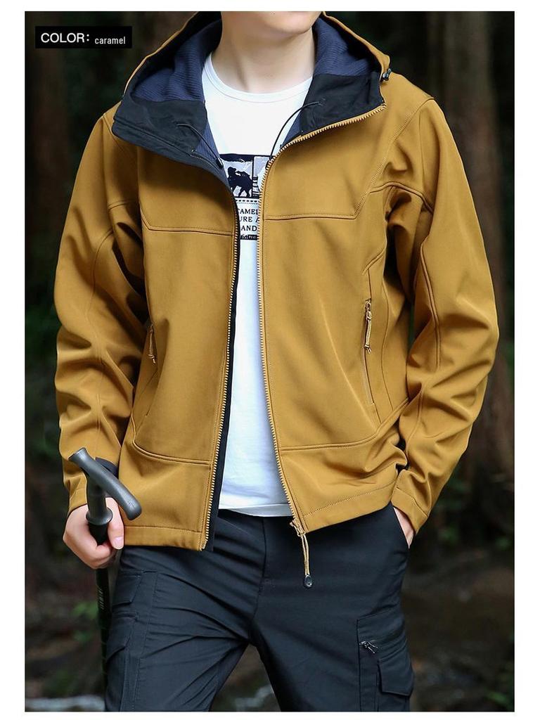 Cross-Season Outdoor Windbreaker: Hooded, Tactical Softshell Jacket for Autumn and Winter
