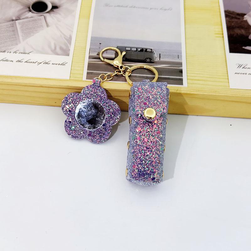 Sequin Flower Red Envelope Keychain: Stylish Makeup Mirror & Portable Bag Accessory