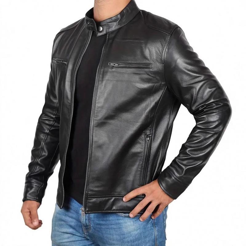 Men's Vintage Fashion Jacket Stand-Up Collar Motorcycle Jacket Slim Fit Multi-Pocket Jacket Spring Summer