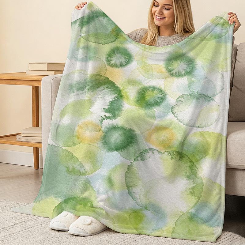 Abstract Watercolor Flannel Throw Blanket: No Shedding, Soft & Skin-Friendly, Warm for Home, Movie Nights, Halloween & Christmas Decor