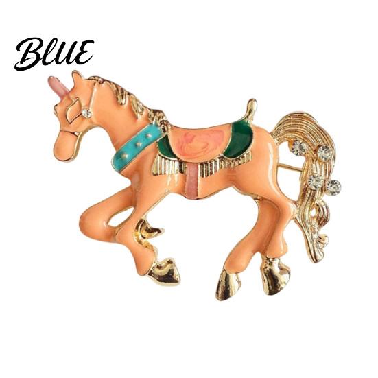 Colorful Animal Brooch Horse Multi-Color Enamel Edges Cartoon Design