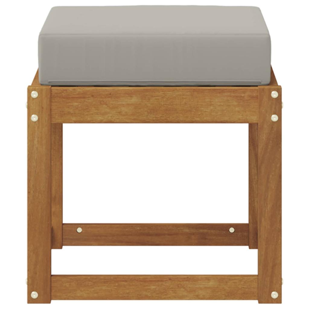 Ottoman Bench with Cushion Natural and Light Grey 43 X 43 X 37 Cm