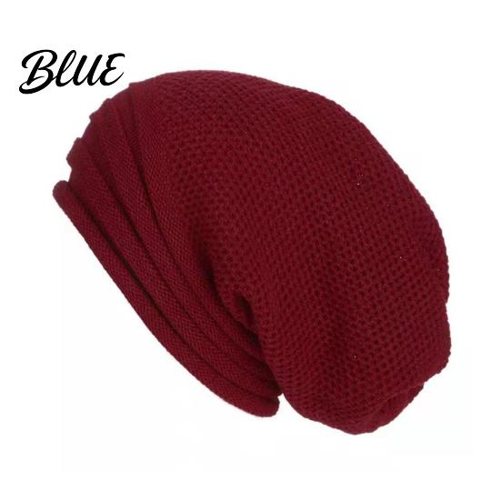 Hat For Different No Brim Winter Baggy Unisex Fall Head Sizes Solid Color Knitted Elastic
