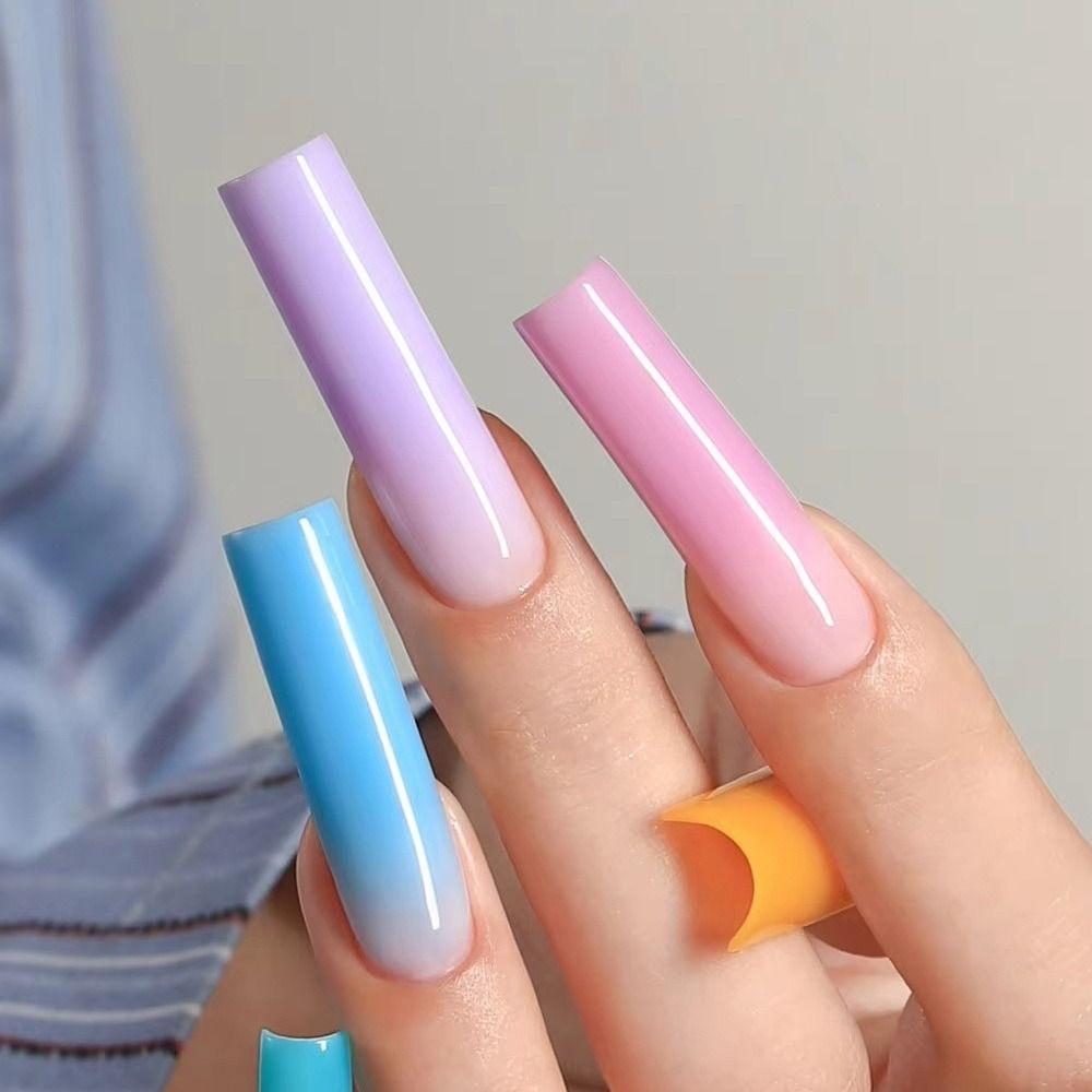 150pcs Coffin Shape Sandwich Nail Forms Natural Clear with Auxiliary Line Double-Sided Fake Nails Clear Extension Almond Shape