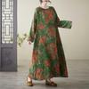 Round-neck Large-sized Long-sleeved Vacation Dress