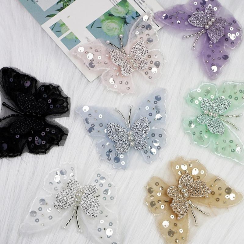 Glittering Sequins Butterfly Applique Decoration For Fabric Improvement On Hats Bags And DIY Ideas