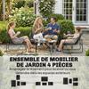 Garden Furniture Set, 4-Piece, Sofa, Armchairs, Coffee Table, Dark Grey and Black