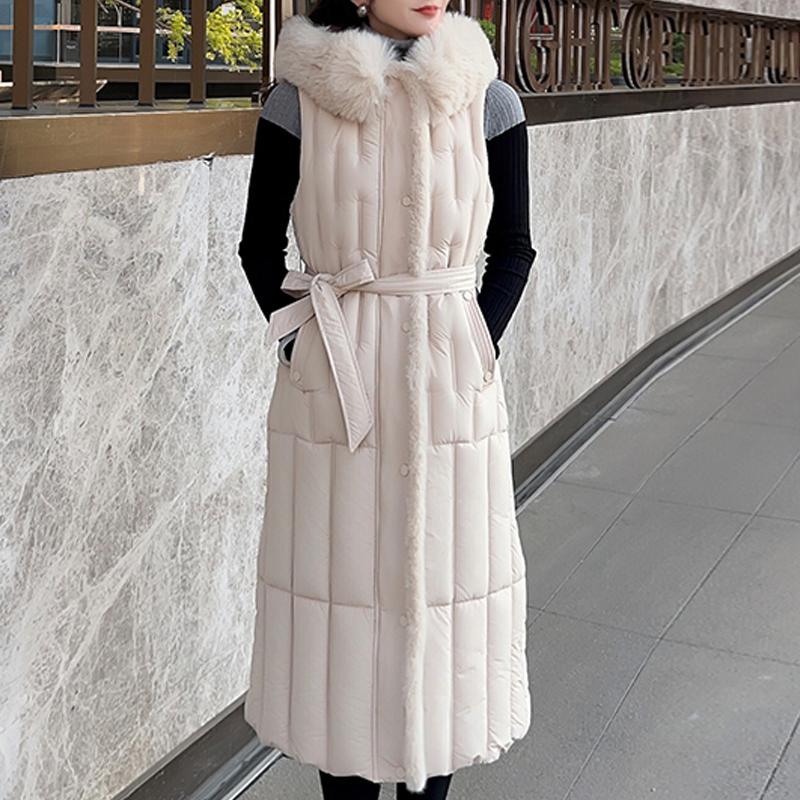 Fashion Winter Long Vest Woman Coats Elegant Thick Warm Sleeveless Parka Women's Jackets