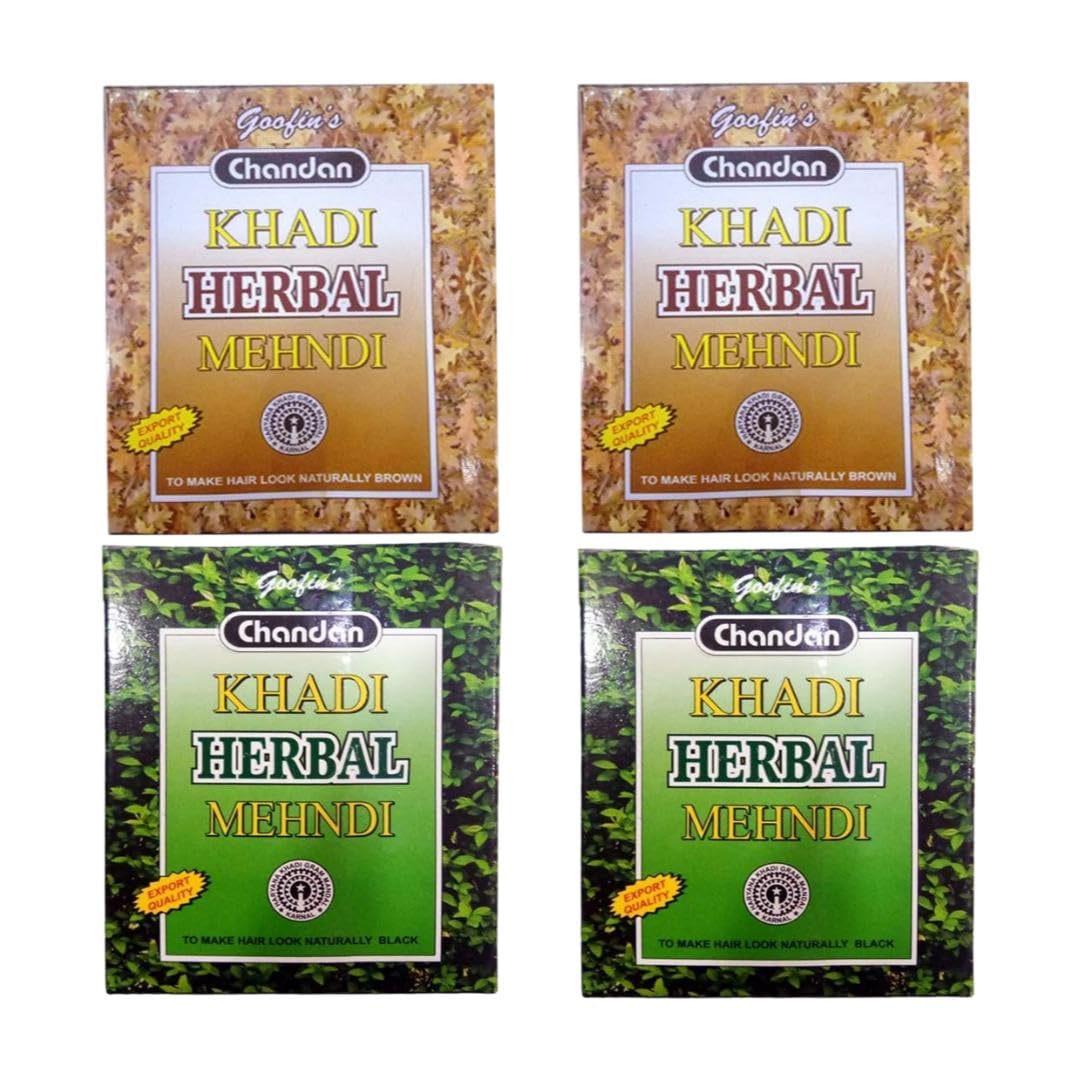 Khadi Pure Herbal Black & Brown Mehndi, 80 g (Pack of 4)
