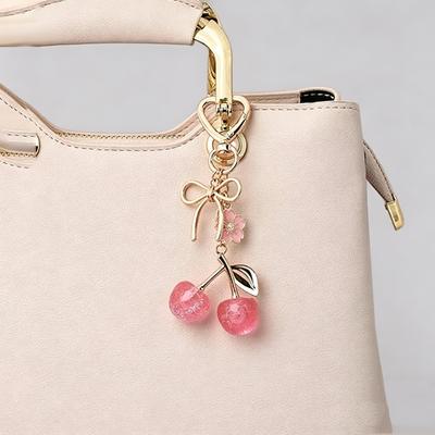 Students Give Each Other Gifts Popular Bow-Tie Cherry Pendant Lovely Flowers Lady Bag Accessories Bag Charm