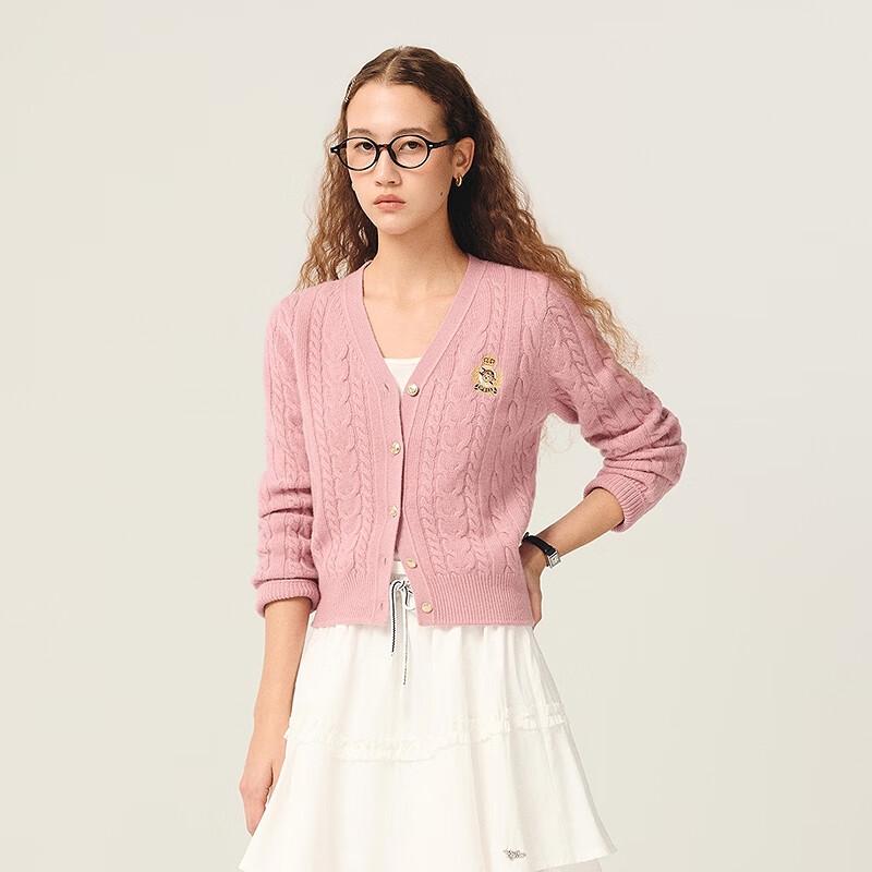 Teenie Weenie Women's College Style Loose Fit V-Neck Knit Sweater