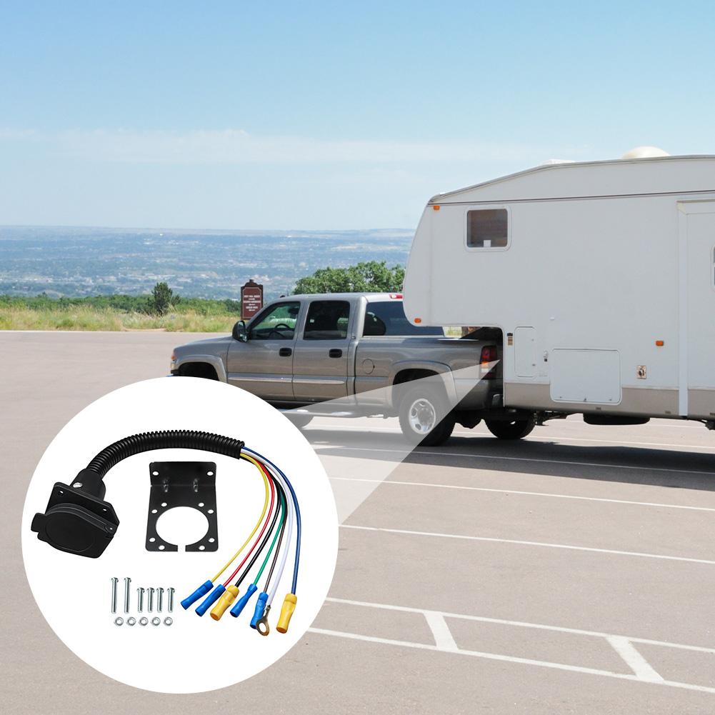 7 Pin Trailer Connector Rust Proof 7-Pin RV Socket Cable Trailer Extension Harness Plug for Trailers Campers Outdoor Activities