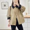 Women S Plus Size Casual Short Trench Coat With Lapel Drawstring Hem