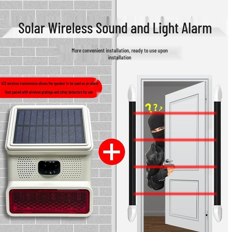 Wireless Solar-Powered Sound and Light Outdoor Siren Alarm Remote Control