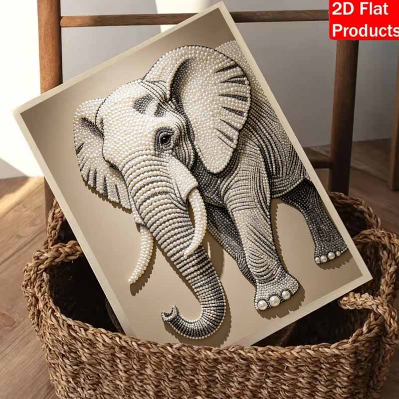 DIY Pearl Diamond Art Painting Kits for Adult and Beginners, Majestic Elephant Sparkling Painting Craft Home Wall Decor Handmade Gift