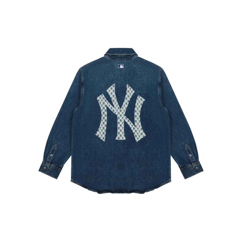 MLB Old Flower Shirts Unisex Blue Lapel Moderate Denim 3AWSN1014-50BLS