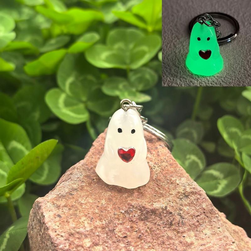 Halloween Luminous Ghost Keychain Halloween Decoration Party Accessories Mini Resin Ghost Pumpkin Keyring Backpack Pendant Gift