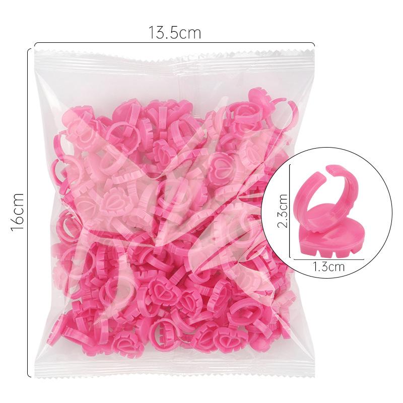 100Pcs Heart Eyelash Extension Glue Ring Holder Grafting Eye Lash Fans Flowering Cup Pigment Container Makeup Beauty Tools