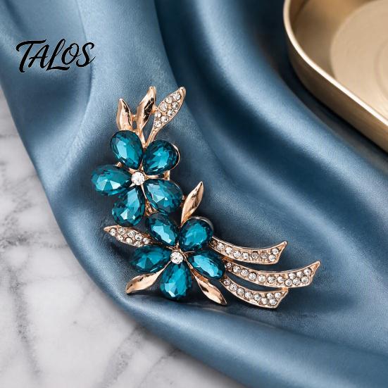 Bridal Bouquet Pins Rhinestone Flower Branch Brooch for Women, Elegant Floral Lapel Pin, Women Fashion Accessories Costume Pin Coat Shirt Bag Banquet