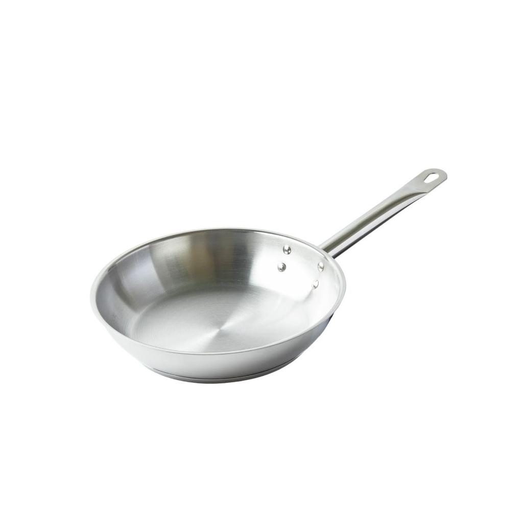 Thunder Group Stainless Steel Frying Commercial SLSFP4008 Pan, 20cm, 8-inch, Gas/IH Compatible, Triple-Layer Construction, Use,