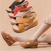 Women Sandals Newest Summer Shoes Woman Ladies Sewing Hollow Out Wedges Female Casual Pu Leather Comfortable Retro Sandalisewd4