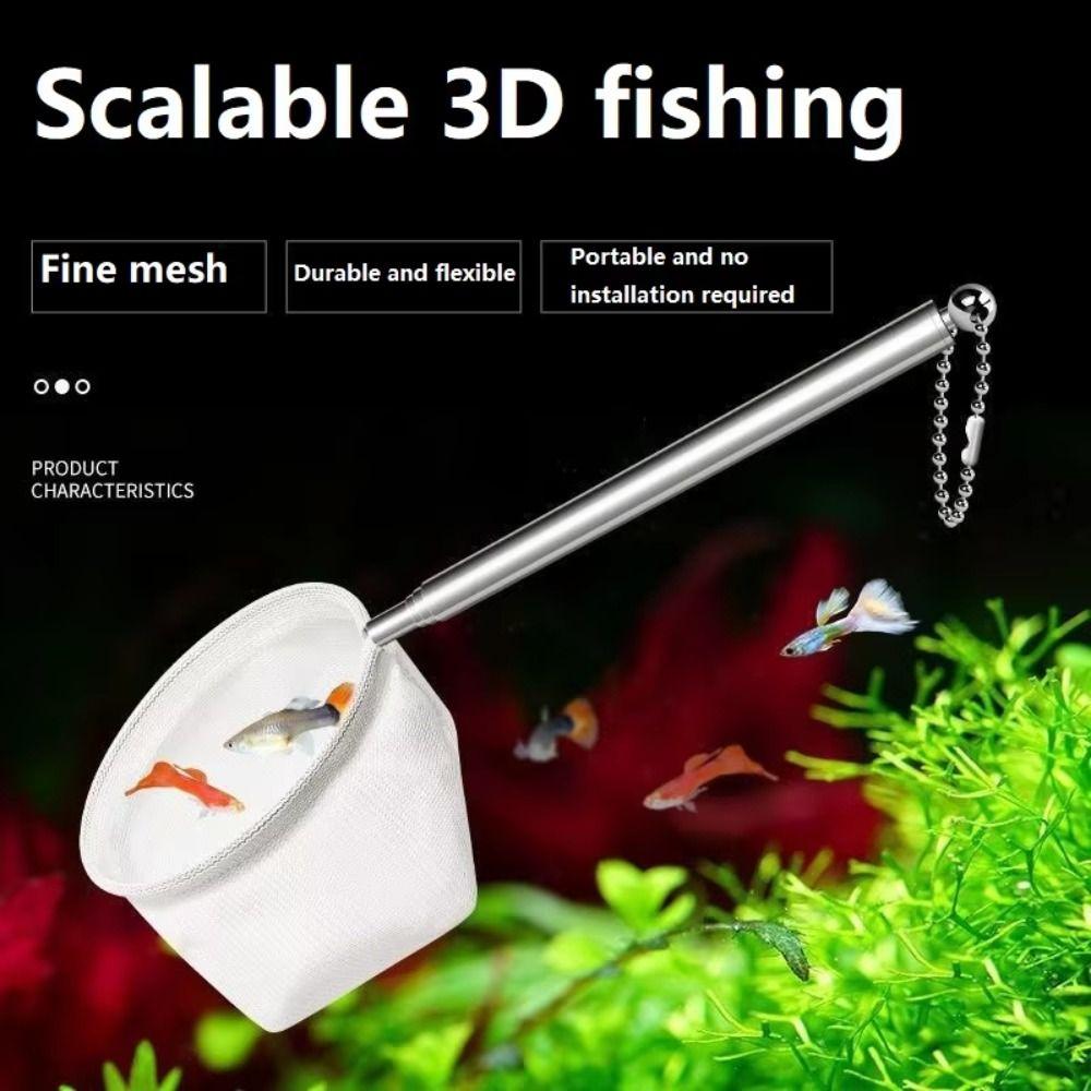 Stainless Steel Aquarium Dip Net Fine Net Fishtanks Cleaning Net Retractable Fishing Net Fish Tank