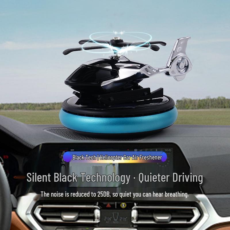 Solar-Powered Rotating Helicopter Car Air Freshener - Perfume Holder for Center Console