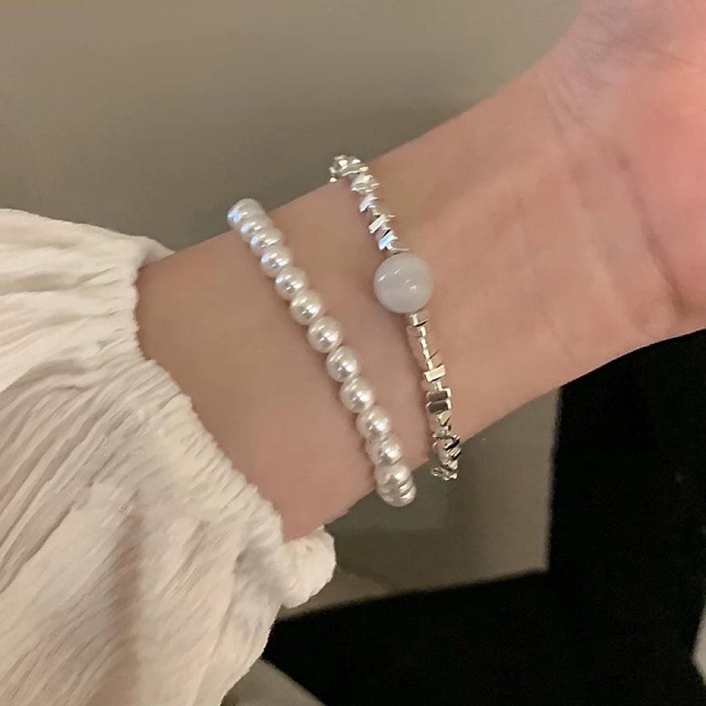 French light luxury zircon pearl broken silver bracelet, niche simple and versatile bracelet, bracelet, summer women's jewelry.