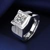 925 Sterling Silver Rings for Men Shining Crystal Adjustable Size Fashion Gifts Engagement Wedding High Quality Jewelry