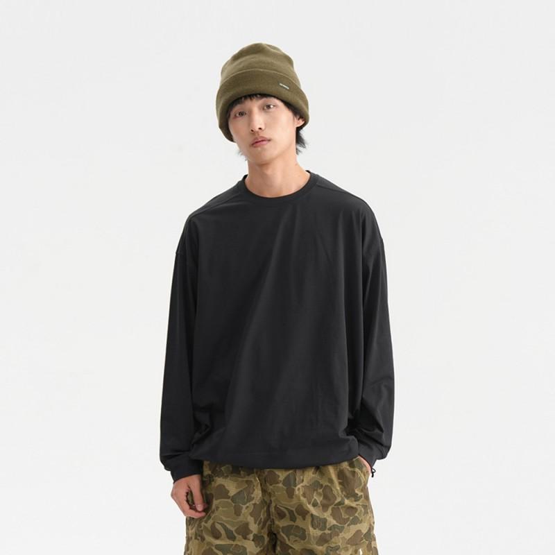 Mens Long Sleeve T Shirt Outdoor Quick Dry Sun Protection Loose Solid Color Casual Streetwear