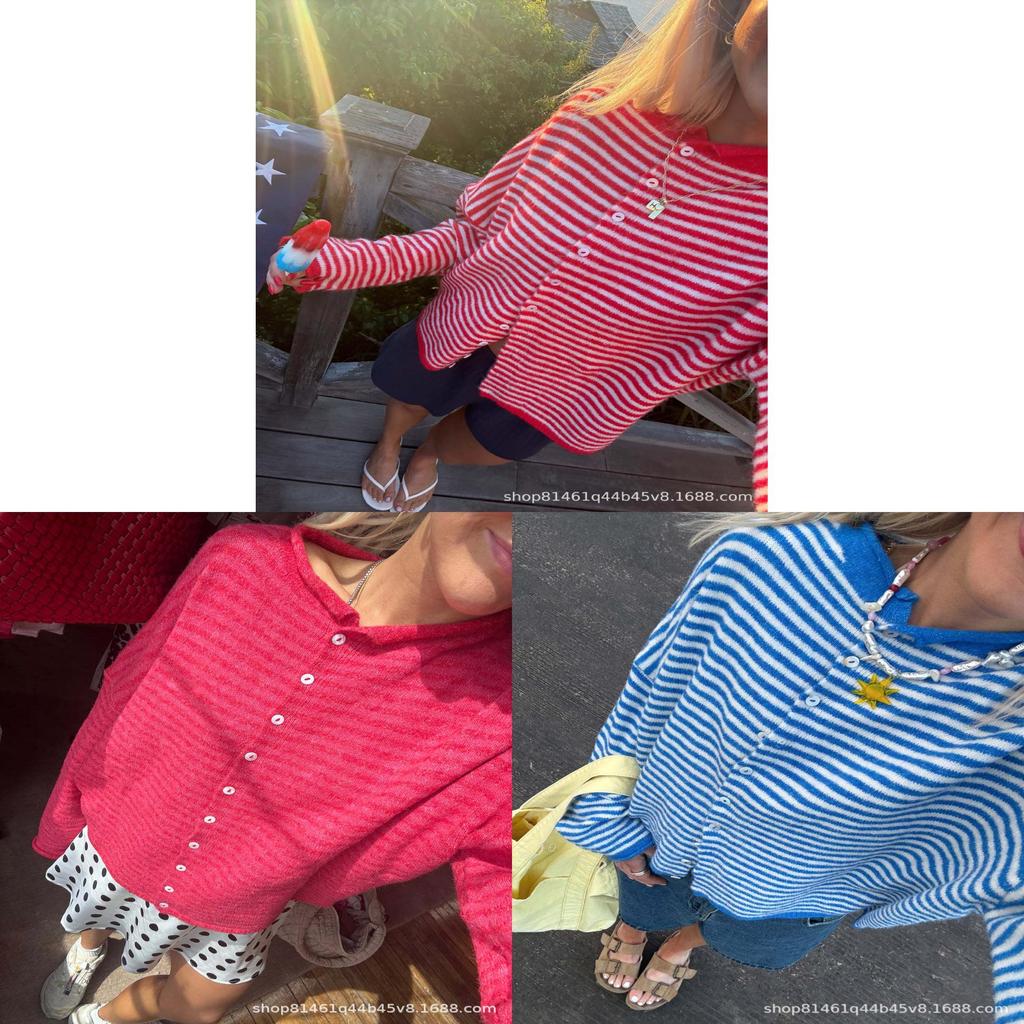 Cardigan in Maglia a Righe da Donna con Comfort Casual per l'Autunno