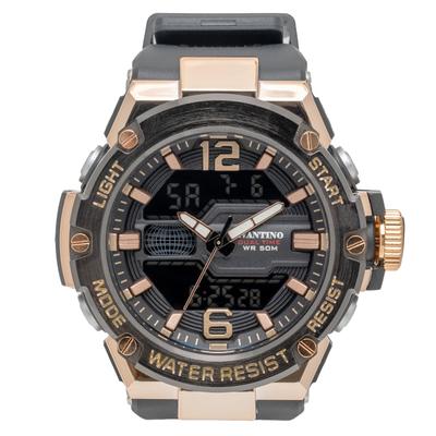 [Clefer] AV-AD390-BK Men's Digital Analog Watch with Urethane Strap Avantino Black