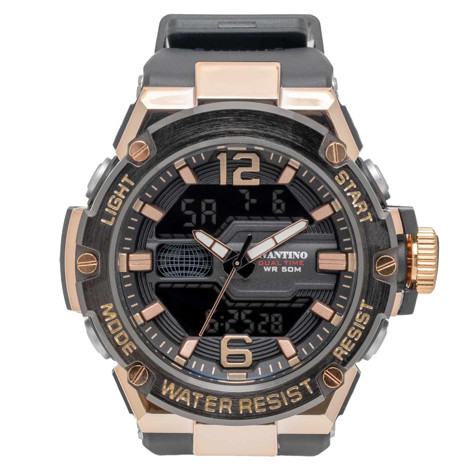 

[Clefer] AV-AD390-BK Мужские цифровые аналоговые часы с уретановым ремешком Avantino Black