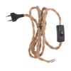 Eu Plug Twisted Hemp Rope Power Cord Retro E27 Lamp Base Socket Cable 1.8 Meters Twine Switch Wire For Wall Lamp Decor