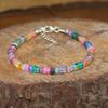 Bracciale con Perle di Pietra Preziosa Multi Opale Naturale, Bracciale Fatto a Mano con Perle di Opale Multifire, Bracciale con Perle di Opale Etiope, Bracciale Delicato in Opale