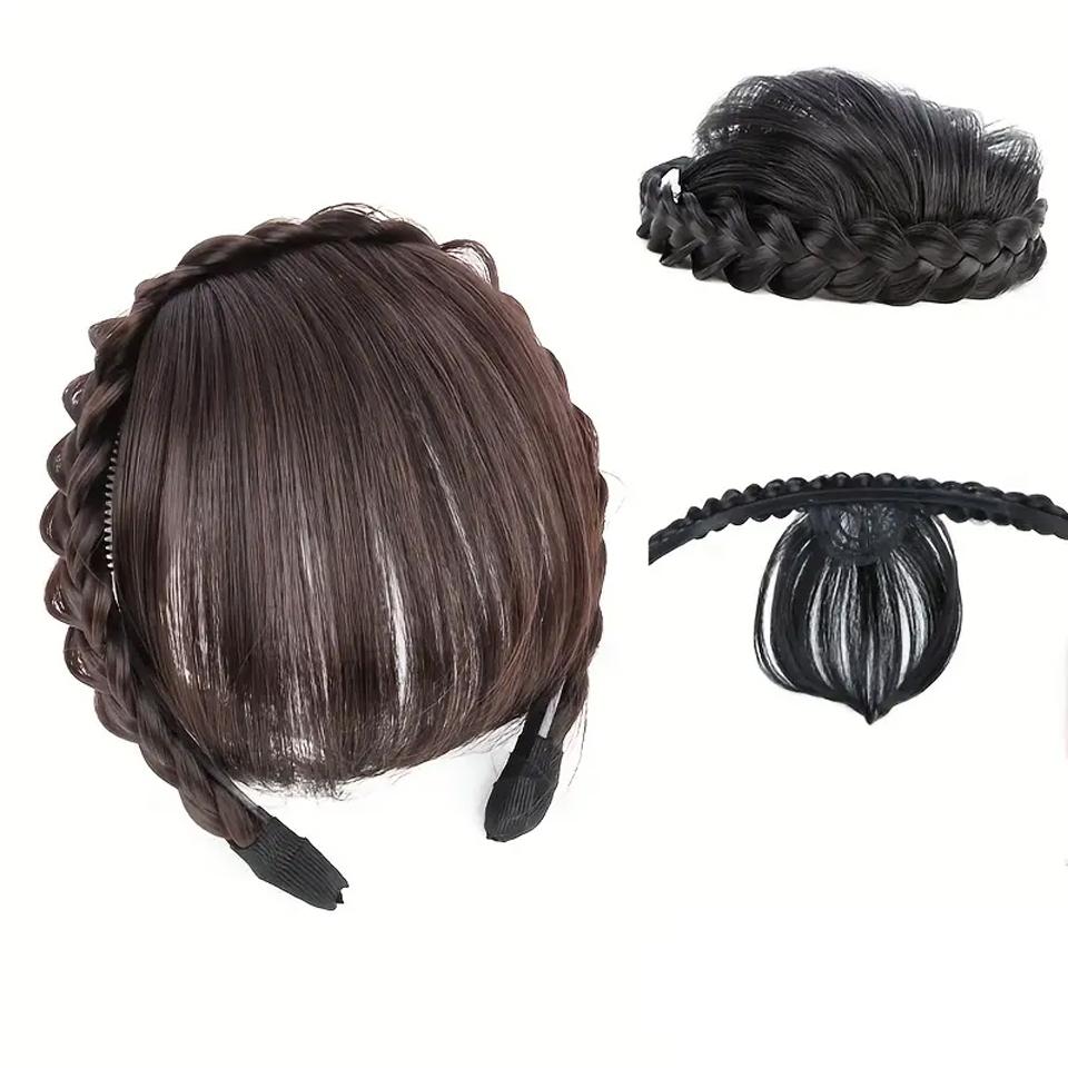 

Новые аксессуары для волос с челкой, косами, повязка на голову, наращивание волос, высокотемпературное синтетическое волокно, искусственные волосы для женщин, ежедневное использование, Хэллоуин, Рождество