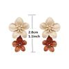 Brown Two Color Flower Drop Dangle Earrings For Women Korean  Jewelry Wedding Party Girl Elegant Jewelry Accessories