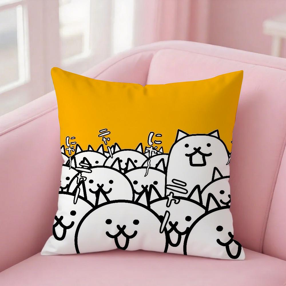 The B-Battle Cats Pillow Case Square Double-Sided Printing Sofa Cushion Cover Bedroom Bedside Pillowcover