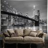 New York City Skyline Tapestry, Brooklyn Bridge Night View Backdrop for Living Room Decor