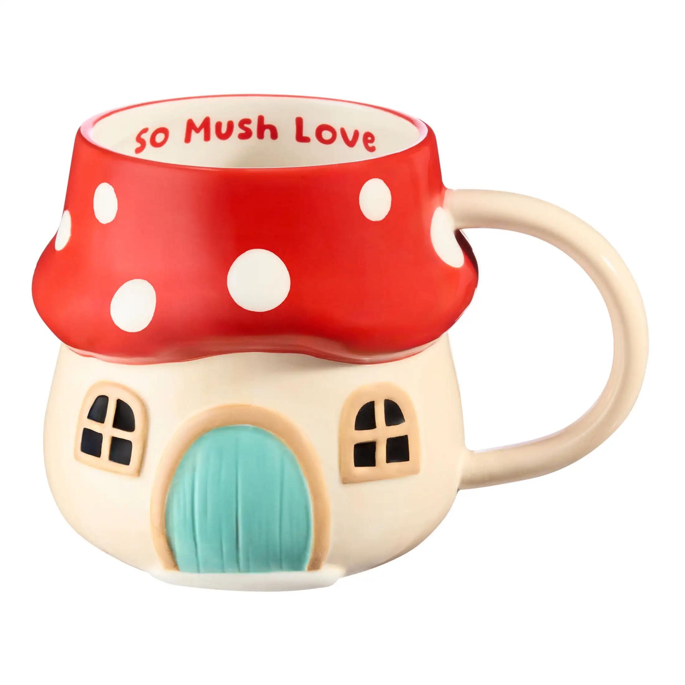 

Mainstays 17 oz Red & Beige Mushroom Earthenware Mug United States