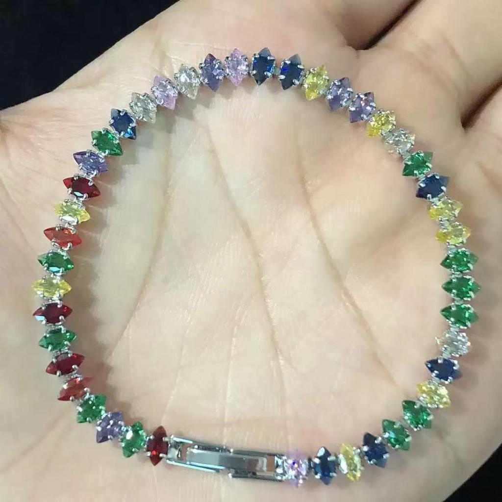 Damska bransoletka tenisowa z cyrkoniami w kształcie łezki: Łańcuch Markiza z Ząbkami, Ekskluzywny Element Mody